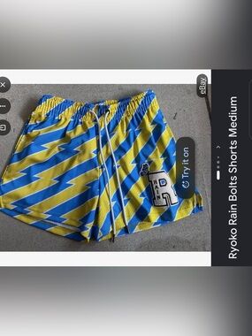 Ryoko Rain Blue & Yellow Graphic Elastic Shorts